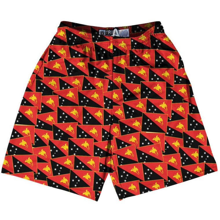 Tribe Papua New Guinea Party Flags Lacrosse Shorts Made in USA - Red Black
