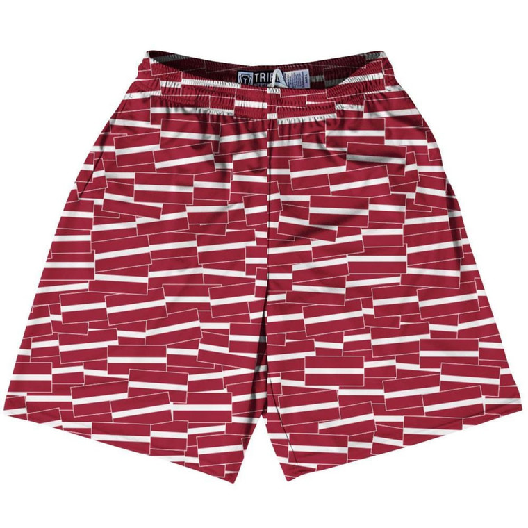 Tribe Latvia Party Flags Lacrosse Shorts Made in USA - Maroon