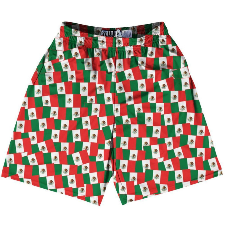 Tribe Mexico Party Flags Lacrosse Shorts Made in USA - Green Red