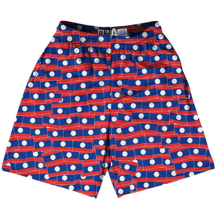 Tribe Laos Party Flags Lacrosse Shorts Made in USA - Blue Red