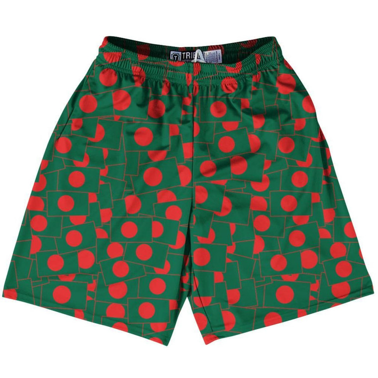 Tribe Bangladesh Party Flags Lacrosse Shorts Made in USA - Green Red