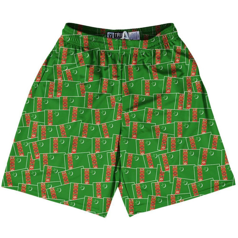 Tribe Turkmenistan Party Flags Lacrosse Shorts Made in USA - Green