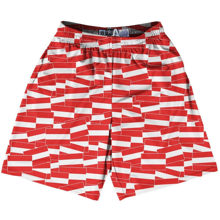 Tribe Austria Party Flags Lacrosse Shorts Made in USA - Red