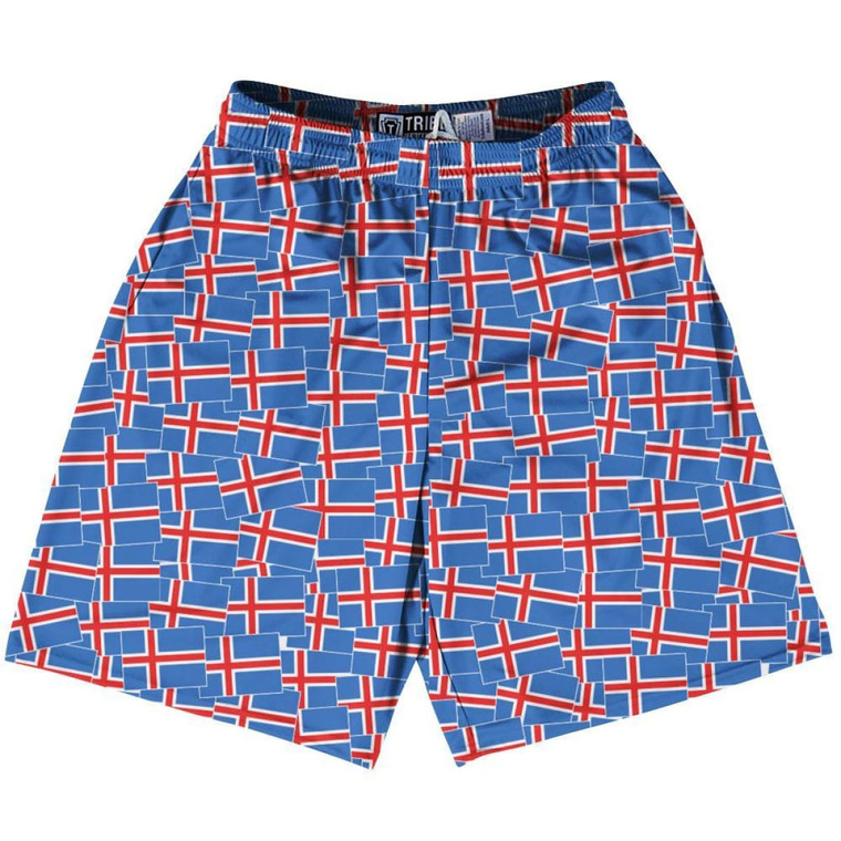 Tribe Iceland Party Flags Lacrosse Shorts Made in USA - Blue Red