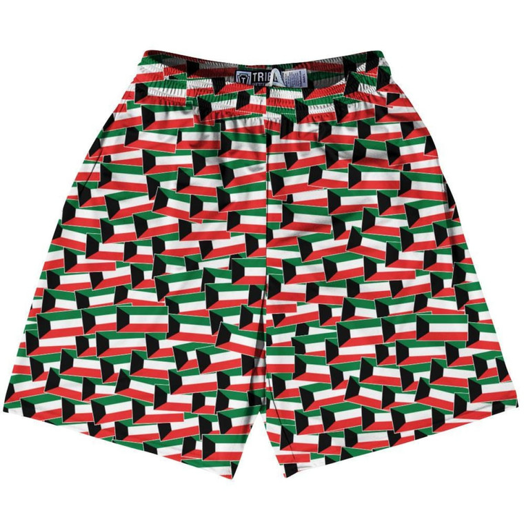 Tribe Kuwait Party Flags Lacrosse Shorts Made in USA - White Red