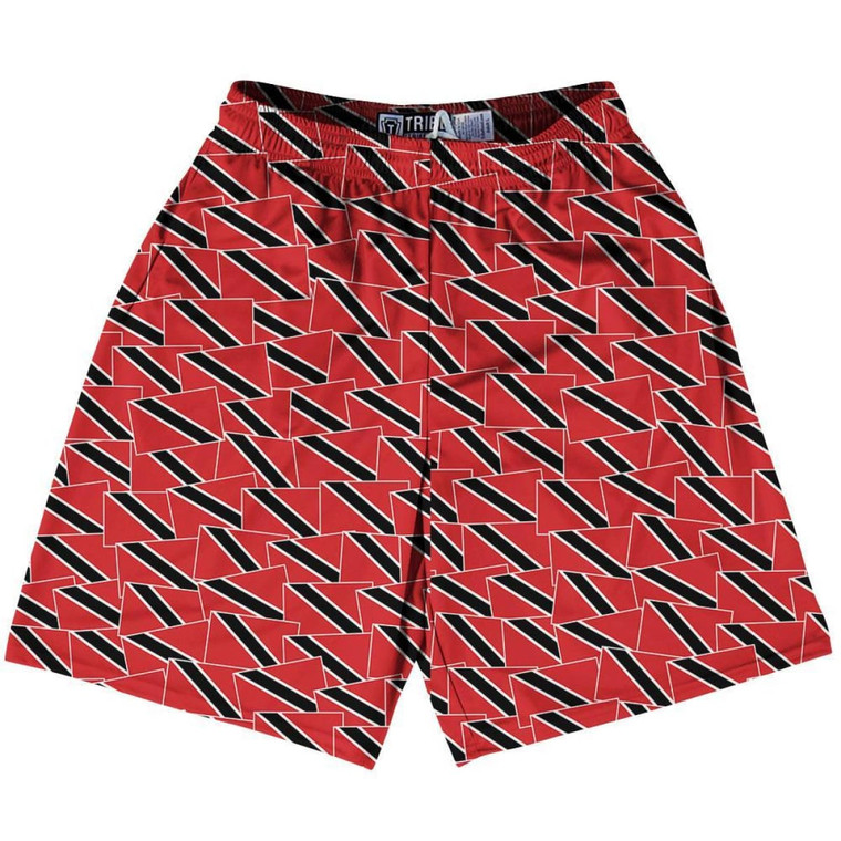 Tribe Trinidad and Tobago Party Flags Lacrosse Shorts Made in USA - Red Black