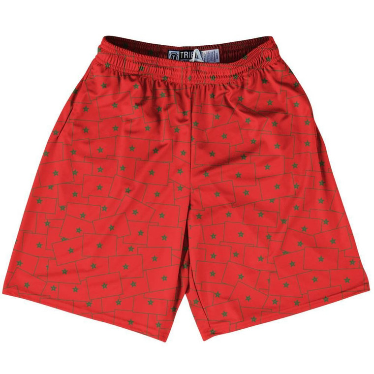 Tribe Morocco Party Flags Lacrosse Shorts Made in USA - Red