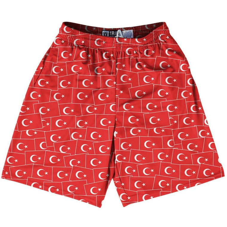 Tribe Turkey Party Flags Lacrosse Shorts Made in USA - Red