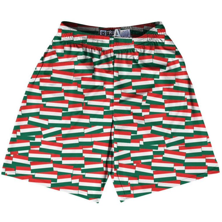 Tribe Hungary Party Flags Lacrosse Shorts Made in USA - Green Red