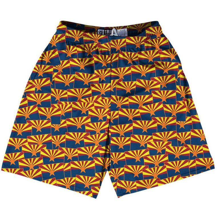 Tribe Arizona State Party Flags Lacrosse Shorts Made in USA - Blue Yellow