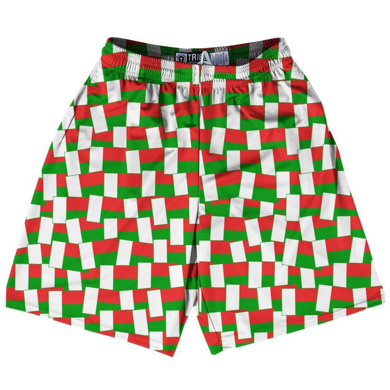 Tribe Madagascar Party Flags Lacrosse Shorts Made in USA - White Green