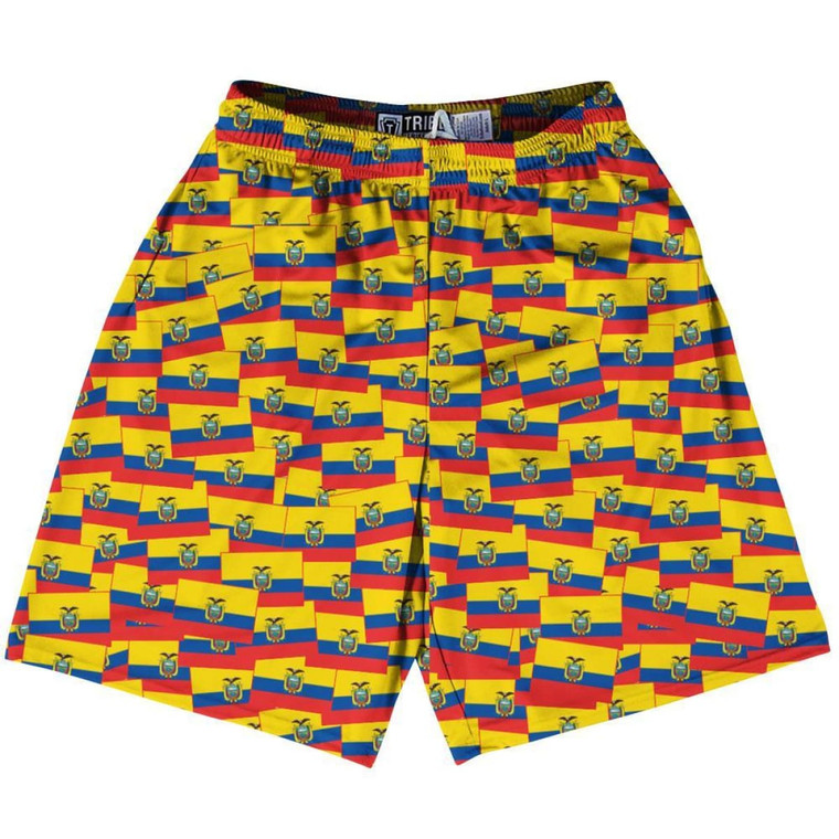 Tribe Ecuador Party Flags Lacrosse Shorts Made in USA - Yellow Red