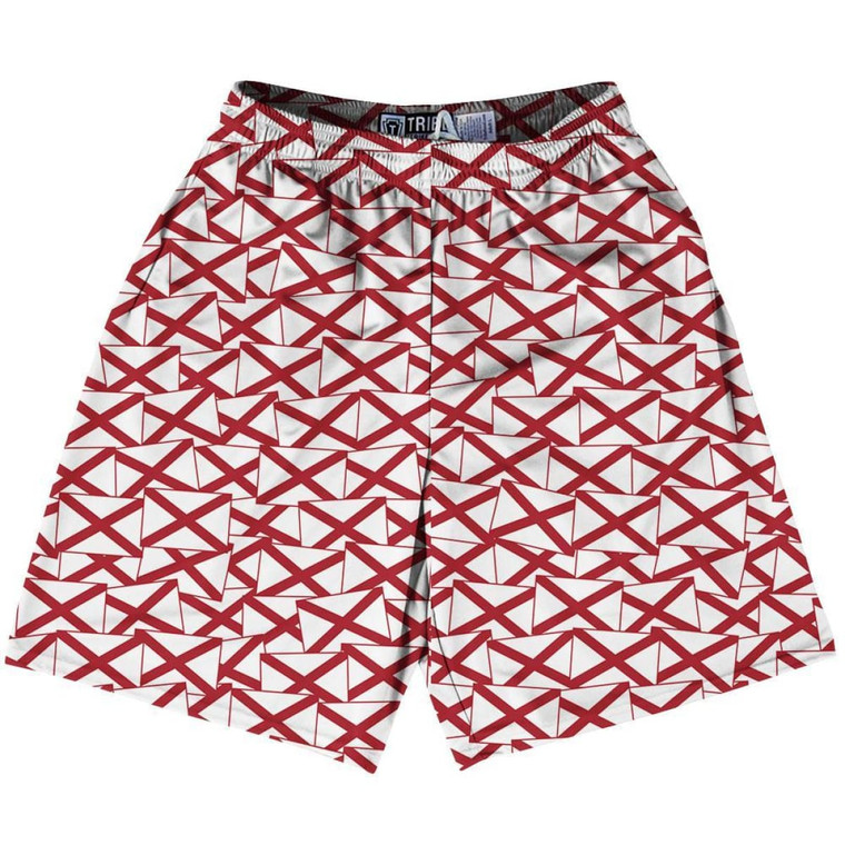 Tribe Alabama State Party Flags Lacrosse Shorts Made in USA - Red White