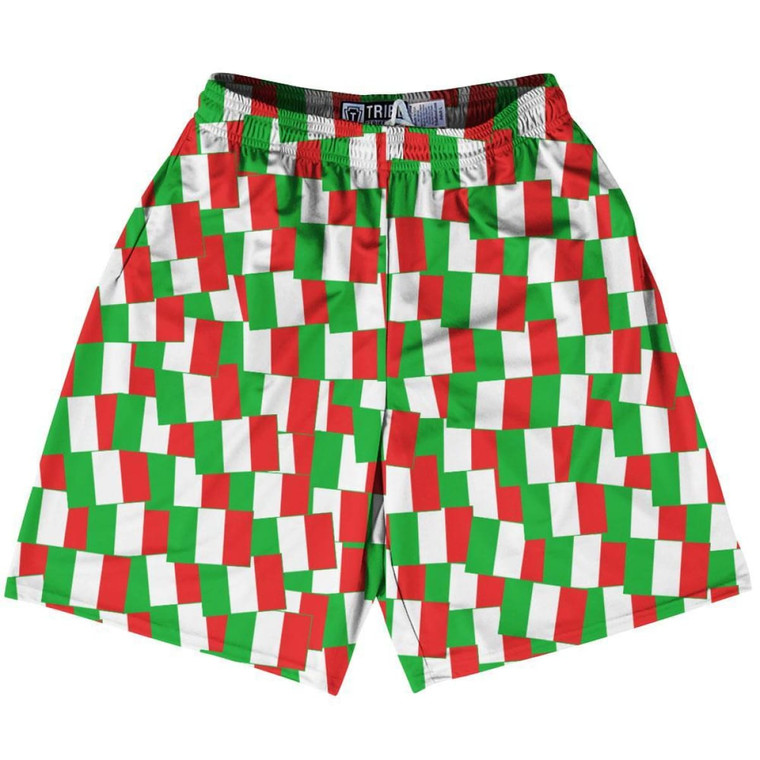 Tribe Italy Party Flags Lacrosse Shorts Made in USA - Green Red