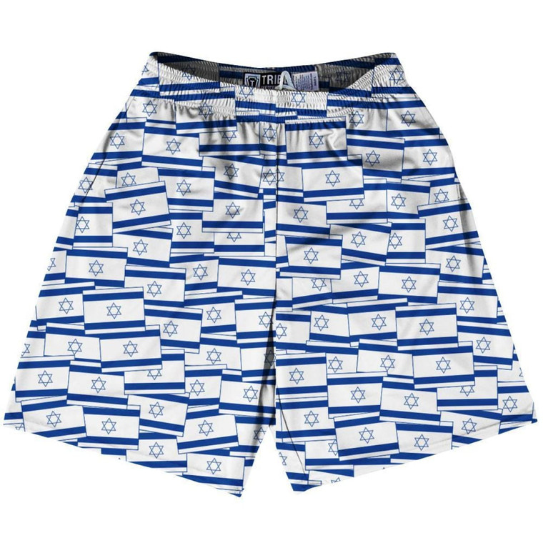 Tribe Israel Party Flags Lacrosse Shorts Made in USA - Blue White
