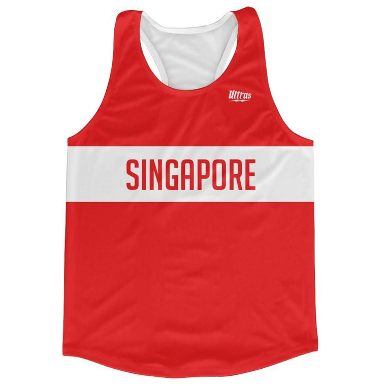 Singapore Country Finish Line Running Tank Top Racerback Track and Cross Country Singlet Jersey Made in USA - Red White