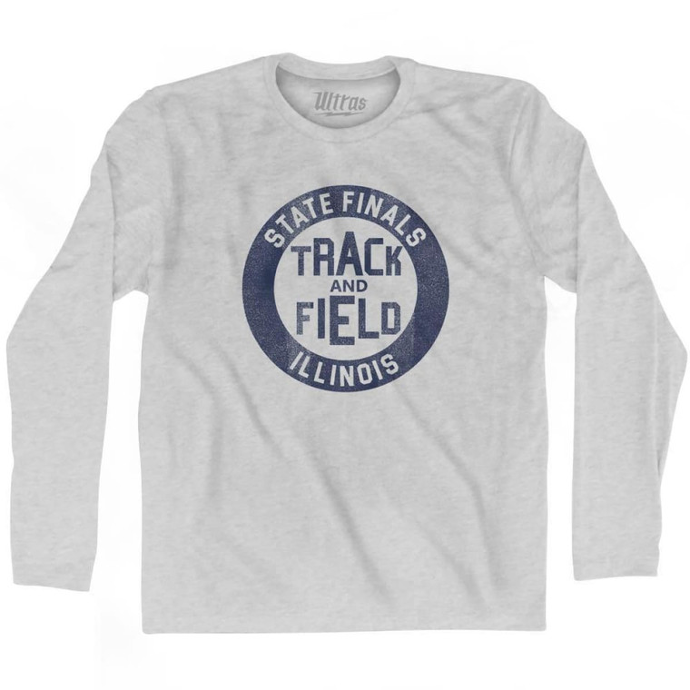 Illinois State Finals Track and Field Adult Cotton Long Sleeve T-Shirt - Grey Heather