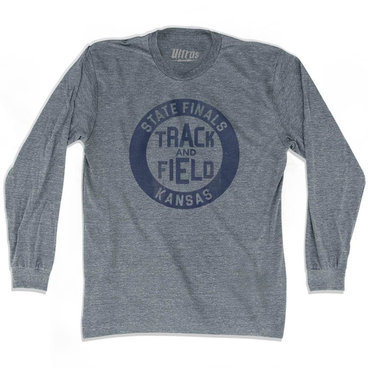 Kansas State Finals Track and Field Adult Tri-Blend Long Sleeve T-shirt - Athletic Grey