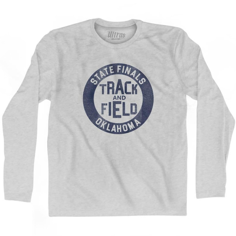 Oklahoma State Finals Track and Field Adult Cotton Long Sleeve T-Shirt - Grey Heather