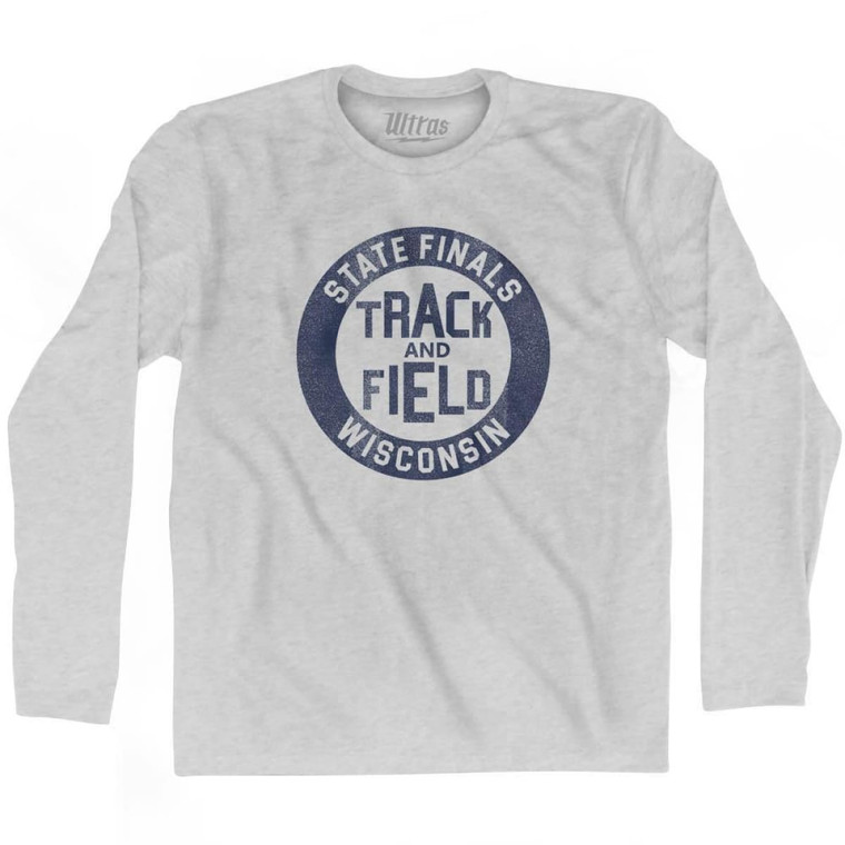 Wisconsin State Finals Track and Field Adult Cotton Long Sleeve T-Shirt - Grey Heather