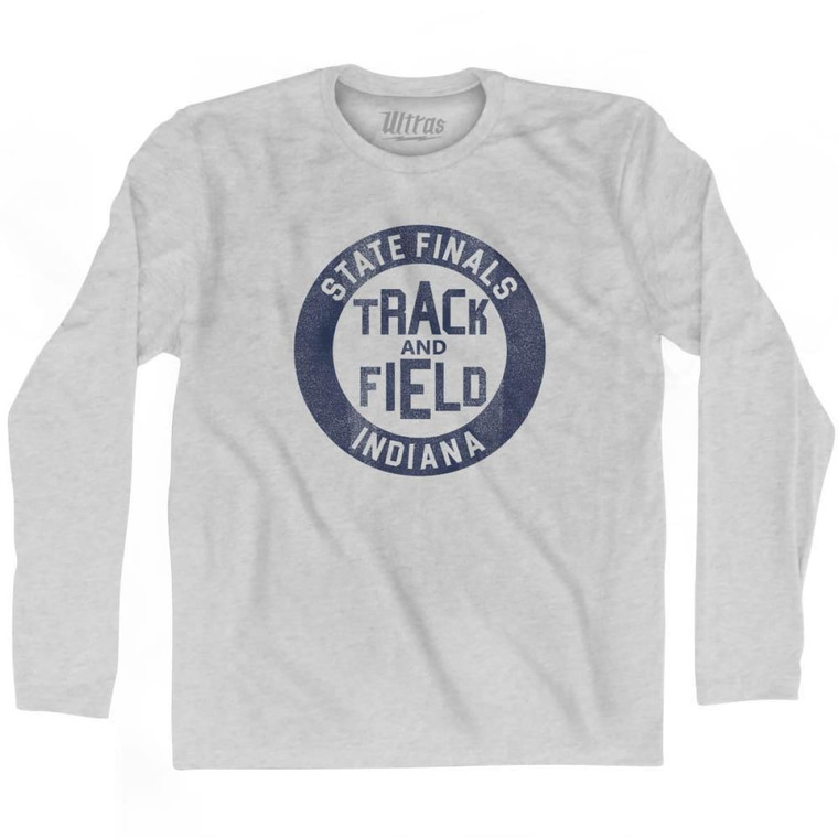 Indiana State Finals Track and Field Adult Cotton Long Sleeve T-Shirt - Grey Heather