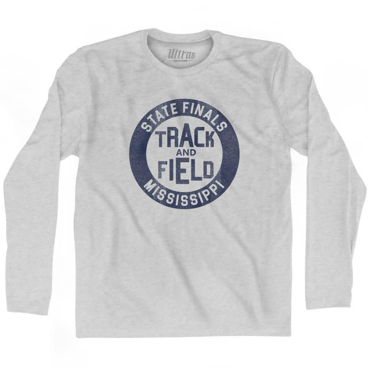 Mississippi State Finals Track and Field Adult Cotton Long Sleeve T-Shirt - Grey Heather