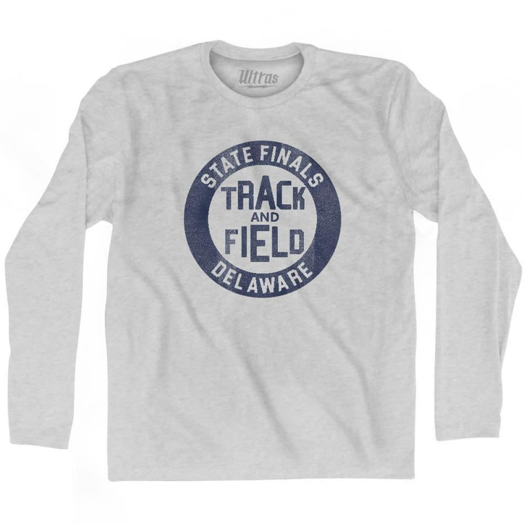 Delaware State Finals Track and Field Adult Cotton Long Sleeve T-Shirt - Grey Heather