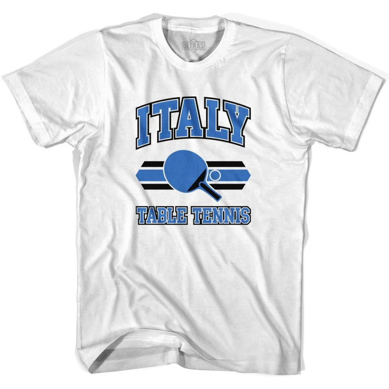 Italy Table Tennis Adult Cotton T-shirt - White