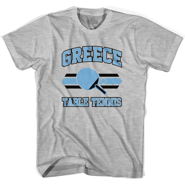 Greece Table Tennis Adult Cotton T-Shirt - Grey Heather