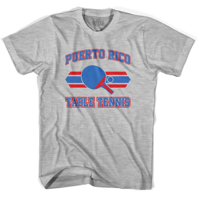 Puerto Rico Table Tennis Adult Cotton T-Shirt - Grey Heather
