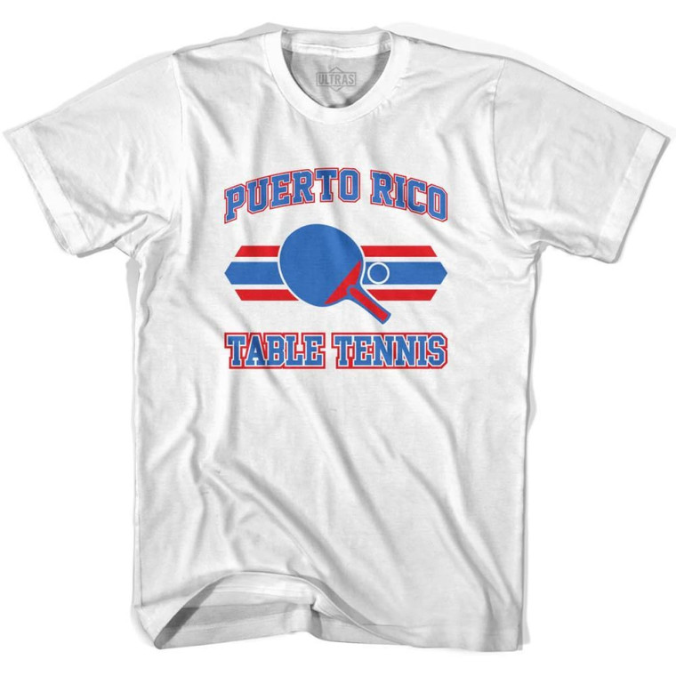 Puerto Rico Table Tennis Adult Cotton T-shirt - White