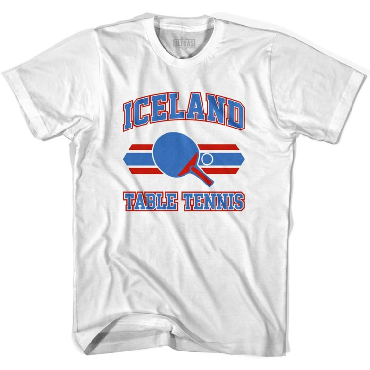 Iceland Table Tennis Adult Cotton T-shirt - White