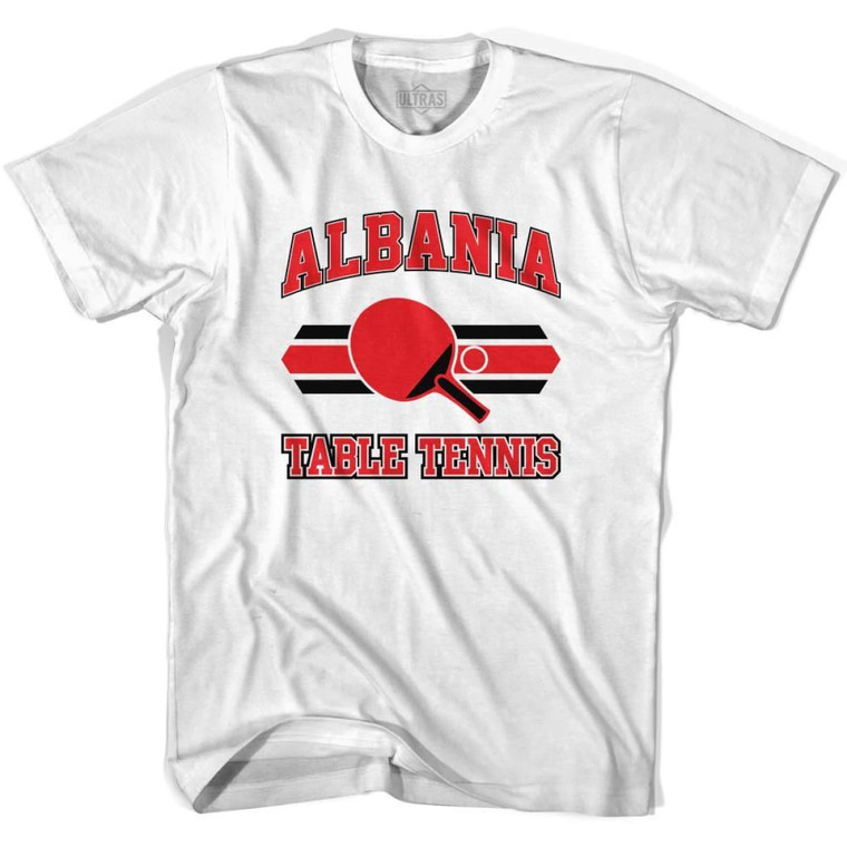 Albania Table Tennis Adult Cotton T-shirt - White