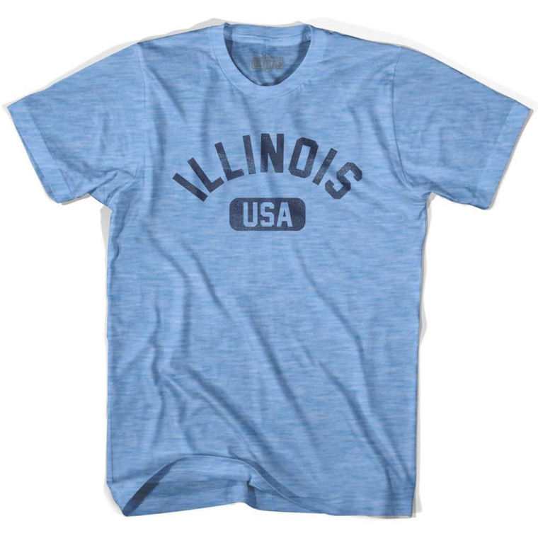 Illinois USA Adult Tri-Blend T-Shirt - Athletic Blue