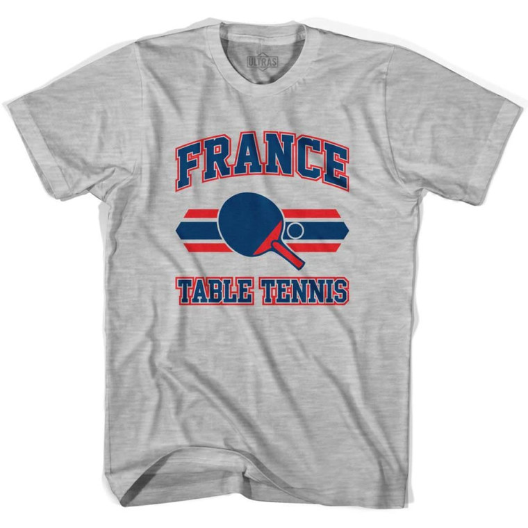 France Table Tennis Adult Cotton T-Shirt - Grey Heather