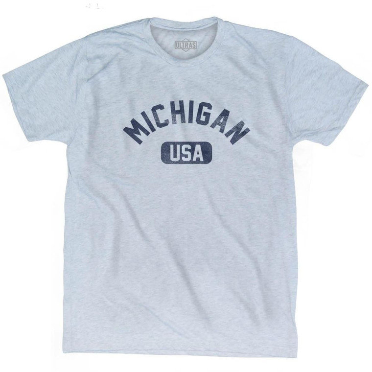 Michigan USA Adult Tri-Blend T-Shirt - Athletic White