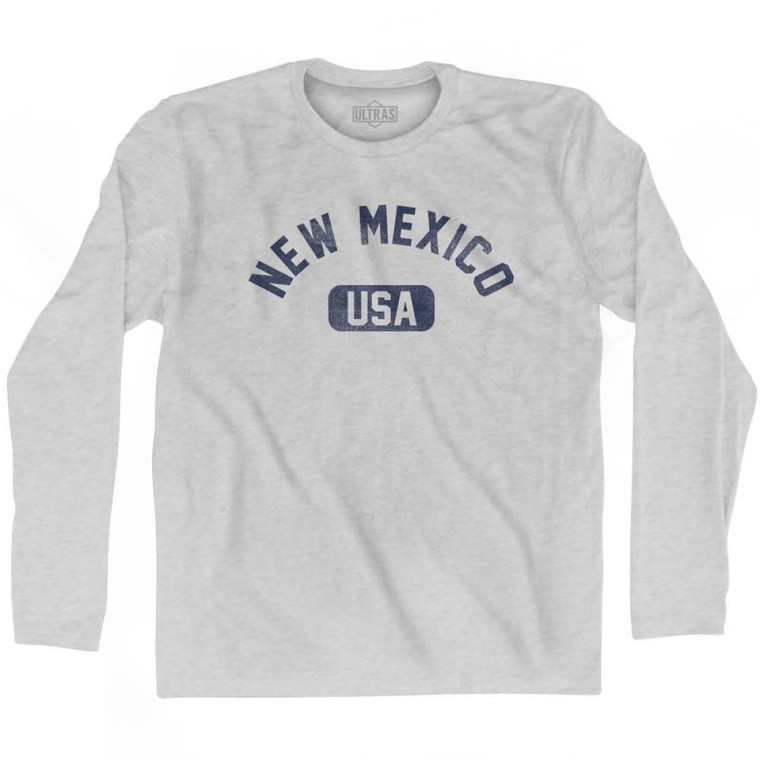 New Mexico USA Adult Cotton Long Sleeve T-Shirt - Grey Heather