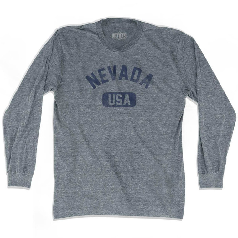 Nevada USA Adult Tri-Blend Long Sleeve T-shirt - Athletic Grey