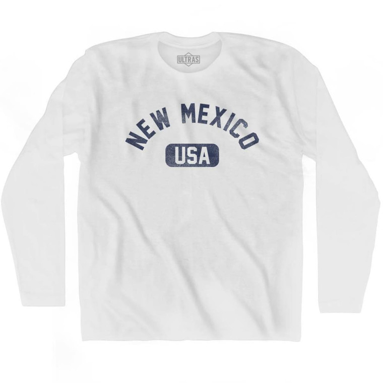 New Mexico USA Adult Cotton Long Sleeve T-shirt - White