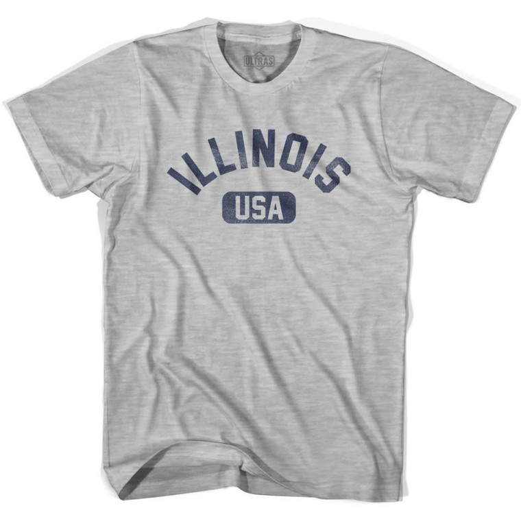 Illinois USA Womens Cotton T-Shirt - Grey Heather