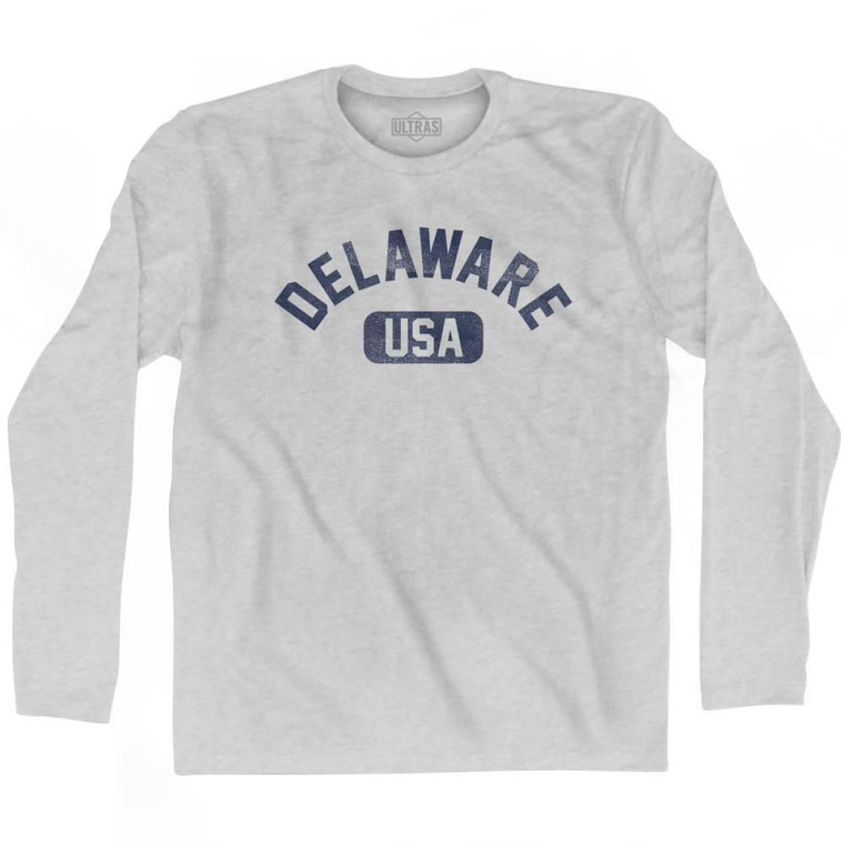 Delaware USA Adult Cotton Long Sleeve T-Shirt - Grey Heather