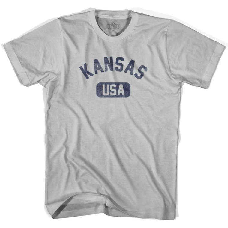 Kansas USA Adult Cotton T-Shirt - Cool Grey