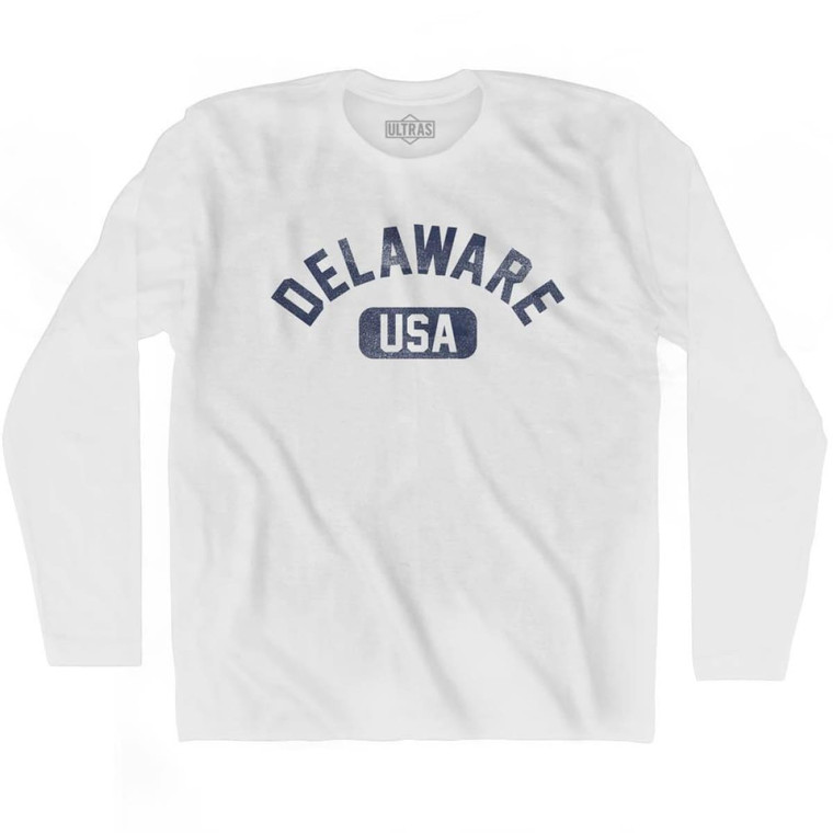 Delaware USA Adult Cotton Long Sleeve T-shirt - White