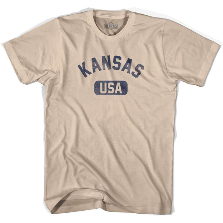 Kansas USA Adult Cotton T-Shirt - Creme