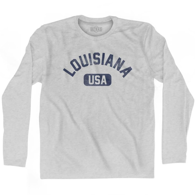 Louisiana USA Adult Cotton Long Sleeve T-Shirt - Grey Heather