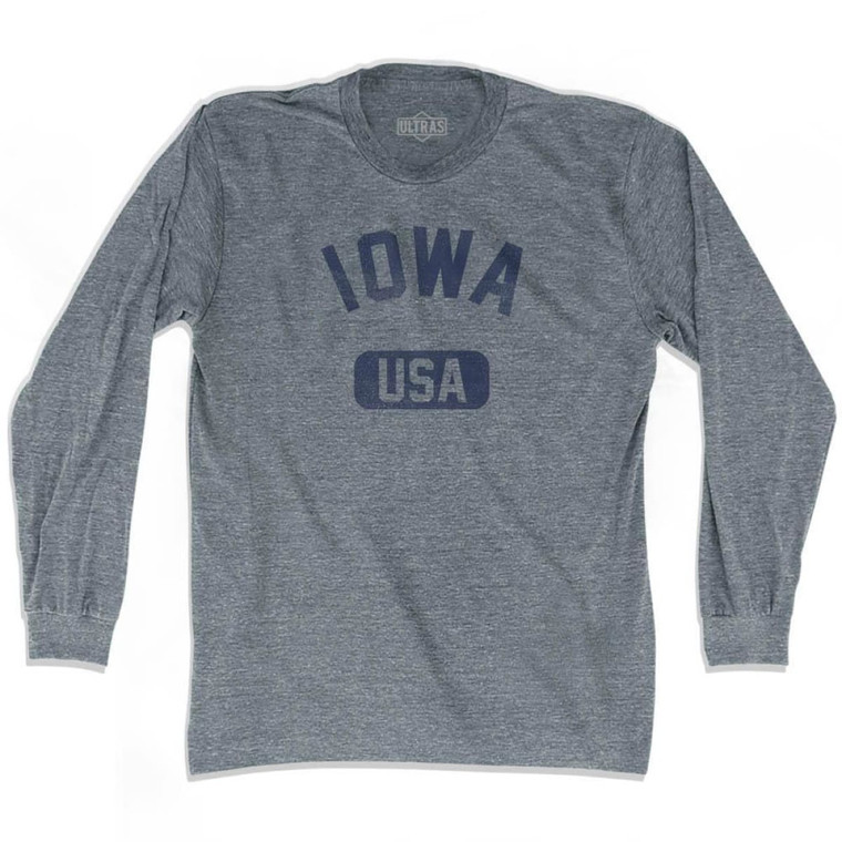 Iowa USA Adult Tri-Blend Long Sleeve T-shirt - Athletic Grey