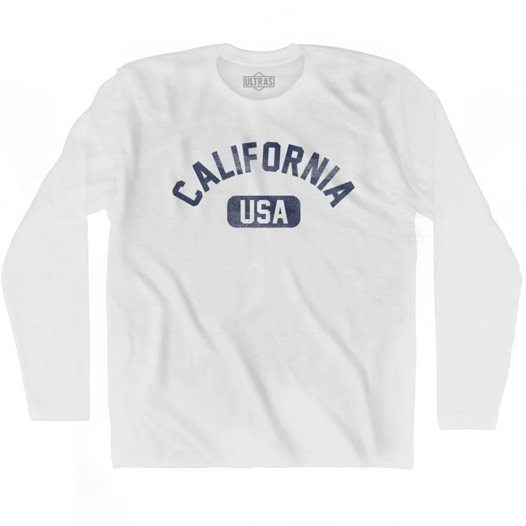 California USA Adult Cotton Long Sleeve T-shirt - White