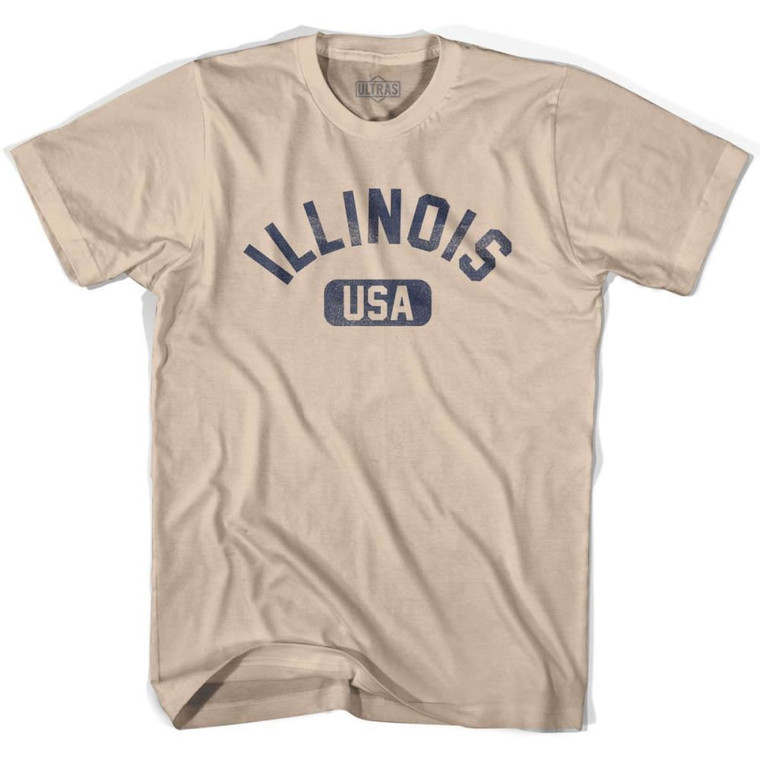 Illinois USA Adult Cotton T-Shirt - Creme