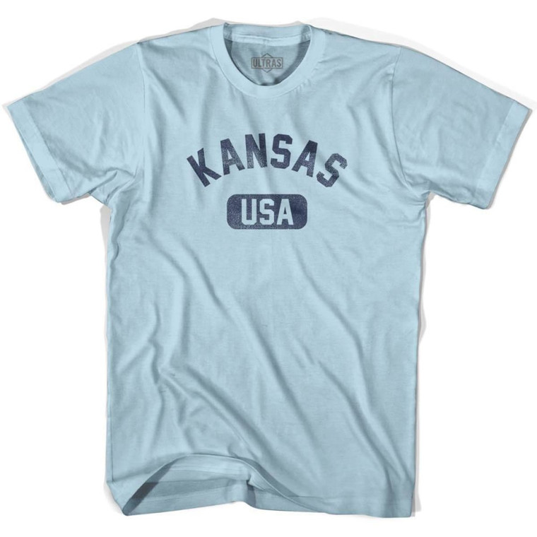 Kansas USA Adult Cotton T-Shirt - Light Blue