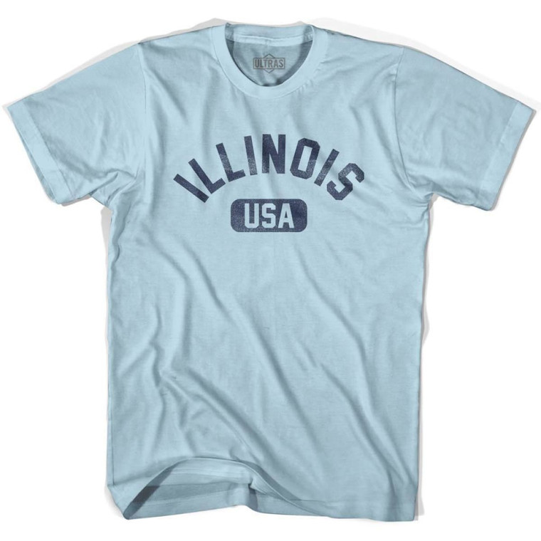 Illinois USA Adult Cotton T-Shirt - Light Blue